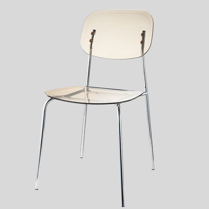 Modern Acrylic Dining Chair with Chrome Legs – Transparent Minimalist Dining or Café Chair