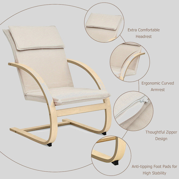 Ergonomic Upholstered Lounge Chair with Birch Wood Frame