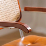 Vintage Chic:  Leather and Chrome Office Chair with Adjustable Height and Comfortable Armrests