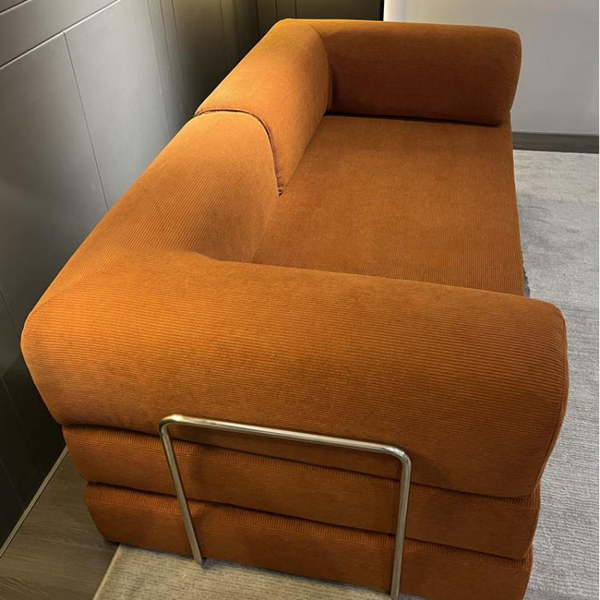 Convertible Corduroy Sofa Bed with Stainless Steel Frame