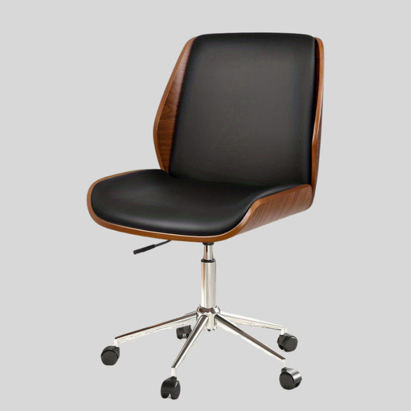 Scandinavian-Style Swivel Chair - Mid-Century Modern Office Desk Chair with Walnut Finish