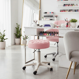 360° Swivel PU Leather Rolling Stool Adjustable Height Beauty Salon Office Chair - StoolTopia