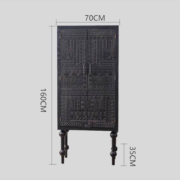 Tall Hand-Carved Cabinet with Double Doors (70×35×160cm)