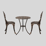 Vintage Cast Aluminum Bistro Set – Outdoor Table and Chairs with Floral Design