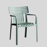 Contemporary Slatted Outdoor Dining Chair – Stackable Armchair for Patio, Café & Restaurant