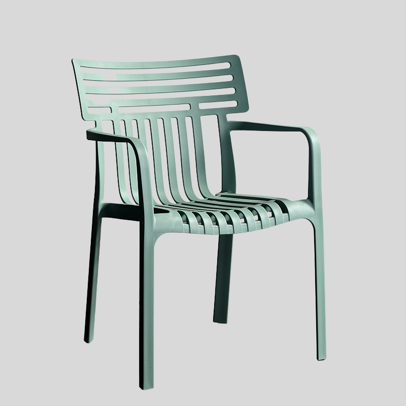 Contemporary Slatted Outdoor Dining Chair – Stackable Armchair for Patio, Café & Restaurant