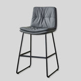 Modern Tufted Leather Bar Stool with Sleek Metal Frame for Stylish Interiors