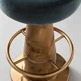 French Mid-Century Bar Stool – Stainless Steel & Burl Wood, Velvet Seat
