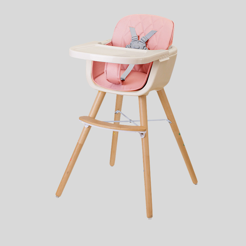 Multifunctional Adjustable Baby High Chair with Wooden Legs