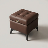 Tufted Faux Leather Storage Ottoman Bench with Handle