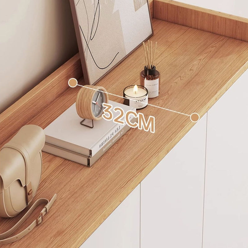 Modern Nordic Shoe Cabinet with Drawer and Open Storage – 3-Door Entryway Shoe Organizer with Elevated Legs