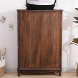 Vintage Mediterranean Ceramic Tile Drawer Cabinet – Handcrafted Solid Wood Storage Chest