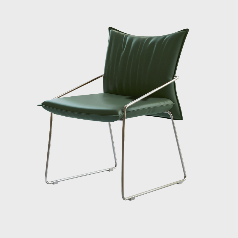 Modern Tech-Leather Dining Chair with Carbon Steel Frame