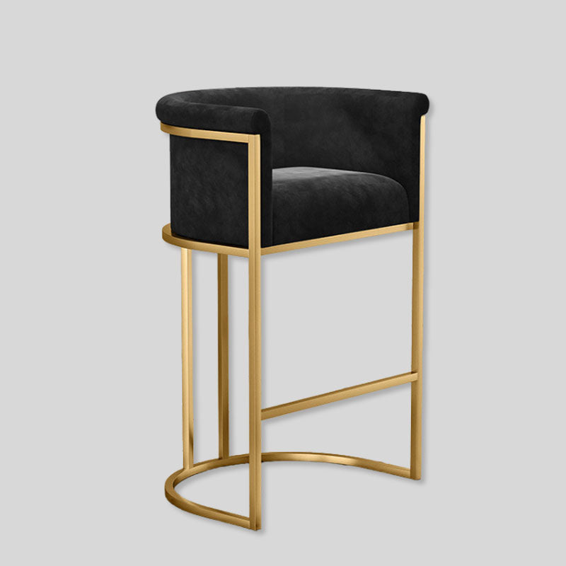 Luxurious Velvet Bar Stool with Gold Metal Frame for Elegant Interiors