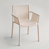 Stackable Outdoor Dining Armchair - Slatted Design for Cafe & Patio