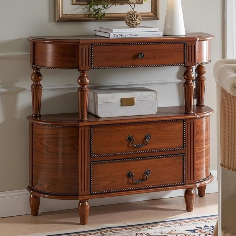 Vintage Solid Wood Console Table with Drawers