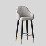 Contemporary High Back Leather Bar Stool with Gold Accents for Modern Interiors