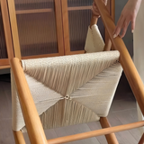 Nordic Woven Dining Chair – Solid Wood Frame with Handcrafted Rope Seat