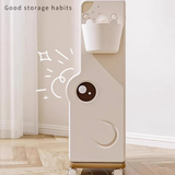 Children’s Multi-Tier Rolling Bookshelf – Cute Cartoon Storage Rack with Adjustable Shelves & Side Pockets