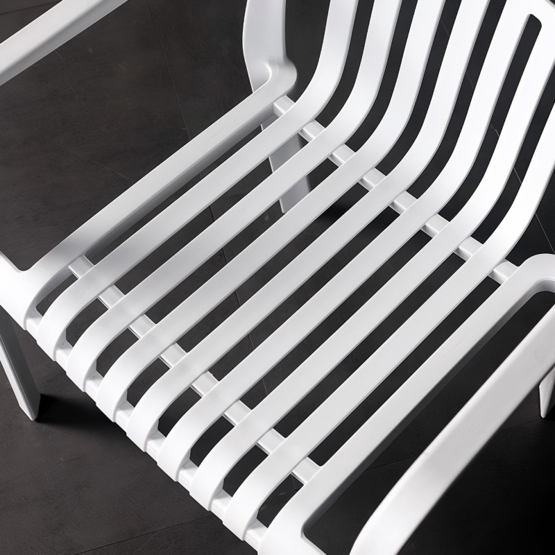 Contemporary Slatted Outdoor Dining Chair – Stackable Armchair for Patio, Café & Restaurant