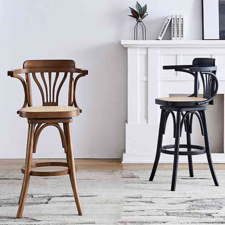 Swivel Chair Furniture Supplier Retro Solid Wood Swivel Bar Stool Bar Chair with Arms for Hotel/bar/ Restaurant