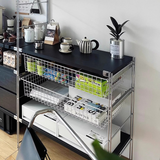 Industrial Modular Metal Storage Rack with Drawers & Wire Baskets – Black Steel Open Shelving