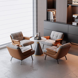 Modern Tufted Microfiber Leather Accent Chair with Arms