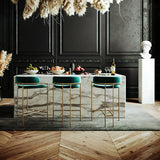 Luxurious Upholstered Bar Stool with Gold Frame for Elegant Interiors