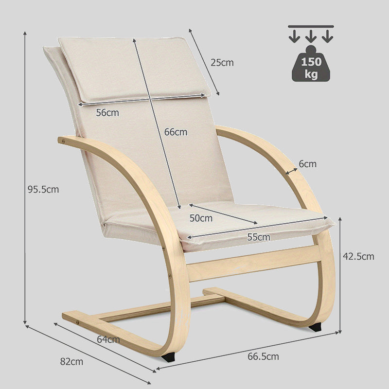 Ergonomic Upholstered Lounge Chair with Birch Wood Frame