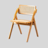 Foldable Rattan and Wood Chair with Sturdy Design