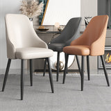 Luxury Leather Dining Chair with Woven Back