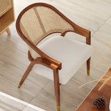 Handcrafted Rattan Chair with Cushioned Seat - A Blend of Elegance and Comfort