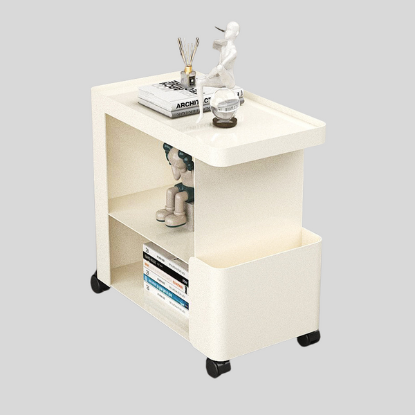 Rolling Side Table with Storage Shelf – Modern Minimalist Design