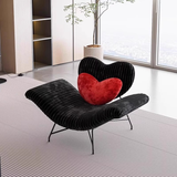 Heart-Shaped Lounge Chair – Modern Statement Accent Chair with Zebra Print & Plush Heart Cushion