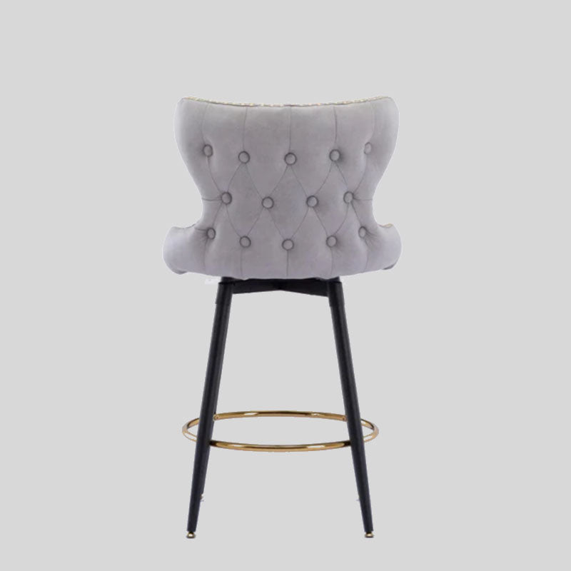 Elegant Velvet Upholstered Bar Stool with Gold Accents