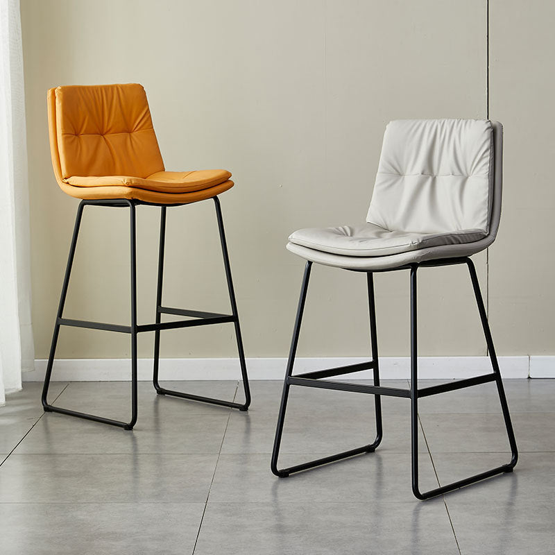 Modern Tufted Leather Bar Stool with Sleek Metal Frame for Stylish Interiors