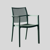 Modern Stackable Outdoor Dining Chair – Durable Slatted Armchair for Café, Patio & Garden