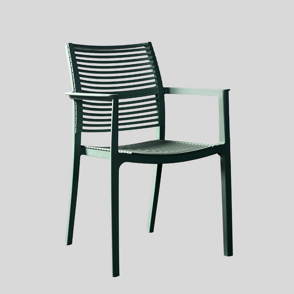 Modern Stackable Outdoor Dining Chair – Durable Slatted Armchair for Café, Patio & Garden