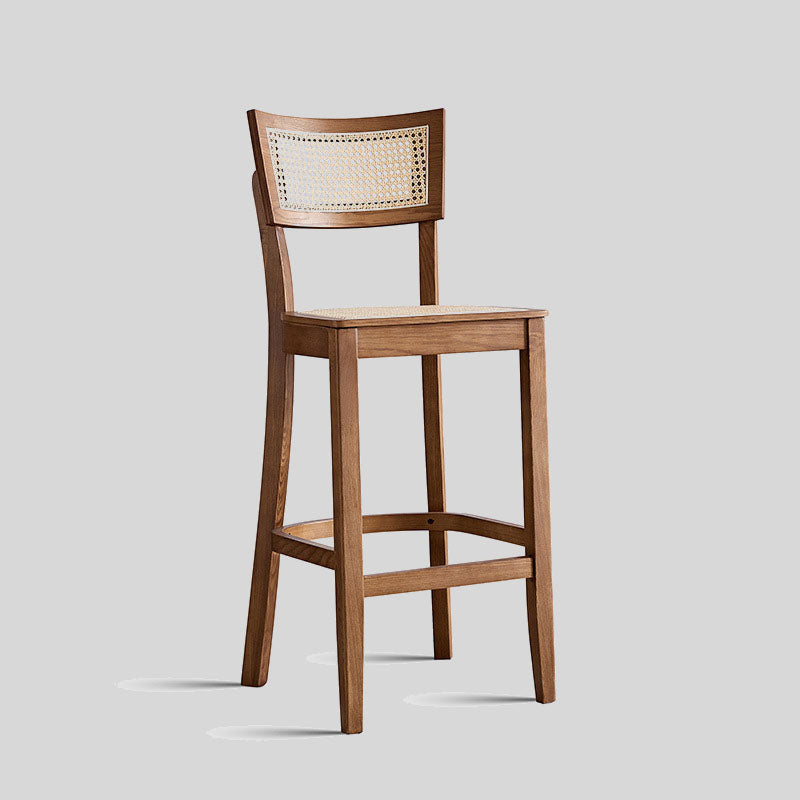 Solid Wood Bar Chairs Household High Stool Nordic Luxury Bar Chair Kitchen Furniture Creative Rattan Back Bar Stools