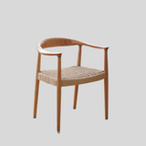 Nordic-Style Woven Seat Accent Chair with FAS Rubberwood