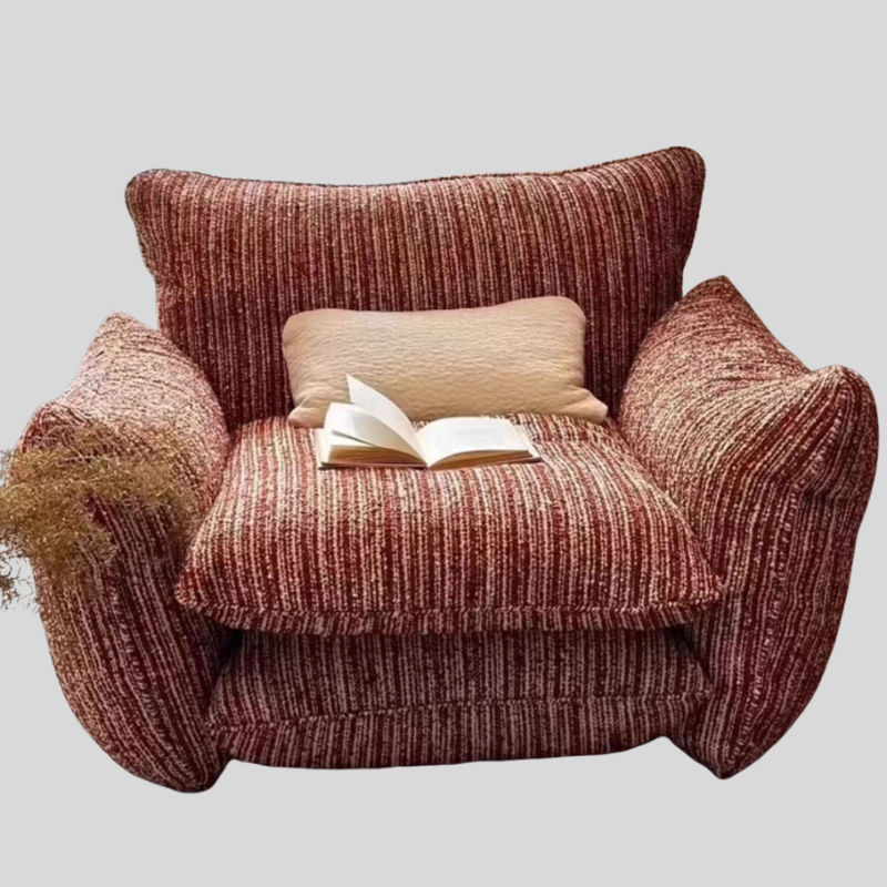 Oversized Cloud Lounge Armchair – Plush Bouclé Fabric Reading Chair with Deep Cushions