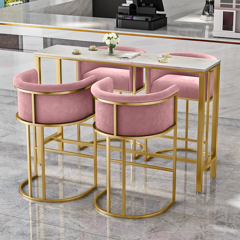 Luxurious Velvet Bar Stool with Gold Metal Frame for Elegant Interiors