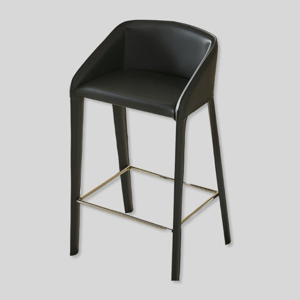 Italian minimalist saddle leather bar chair, hotel,high stool, industrial style bar, light luxury home chair