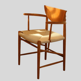 Nordic Solid Wood Dining Chair – Curved Backrest Armchair