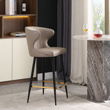 Ruiruiy Dining Room Chairs Bar Stool Metal Counter Stool With Backrest - Bar Stools PU Leather Breakfast Bar Chairs - Bar Chair Stool Bistro Stool with Metal Base