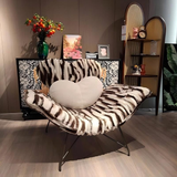 Heart-Shaped Lounge Chair – Modern Statement Accent Chair with Zebra Print & Plush Heart Cushion
