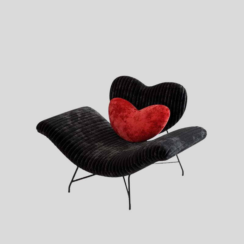 Heart-Shaped Lounge Chair – Modern Statement Accent Chair with Zebra Print & Plush Heart Cushion
