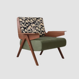 Vintage Designer Single Sofa Chair with Ash Wood Frame | Upholstered Armchair