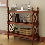 Classic European Solid Wood Display Shelf – Turned Column Storage Rack