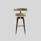 Upholstered Swivel Bar Stool with Wood Frame and Round Seat